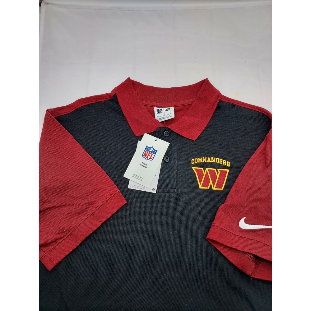 Nike Washington Commanders NFL Polo Shirt Mens Medium Black Burgundy Red New